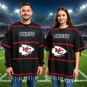 Kansas City Chiefs Custom Made Black & Red Poncho